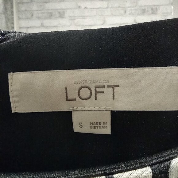 Ann Taylor Loft 3/4 Sleeve Midi Dress Black White Size S - Picture 4 of 4